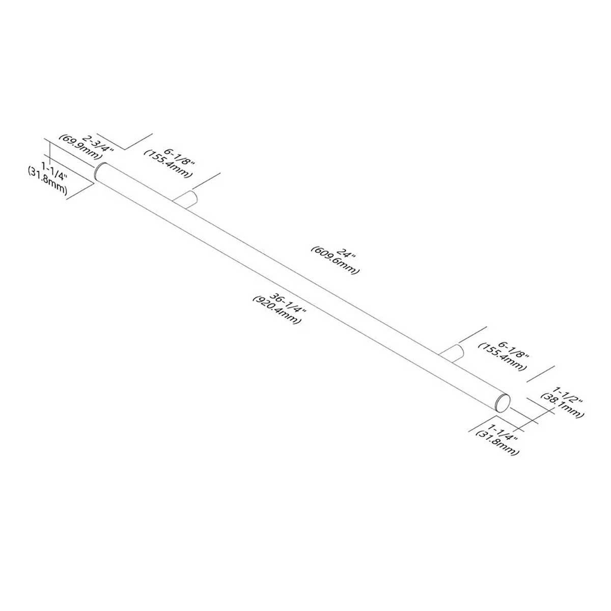 TileWare Straight ADA Grab Bar 36 Contemporary Victoria Series