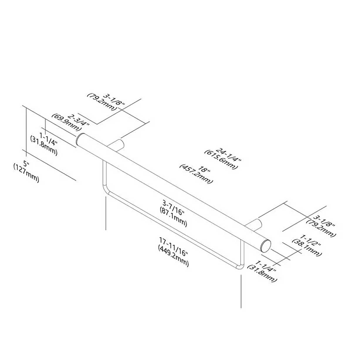 TileWare Combo Straight ADA Grab 24 Contemporary