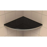 TileWare Structural Surfaces Claddy T-Shelf with Black glass installed in shower