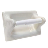 Bone Glossy Ceramic Recessed Toilet Paper Holder for Bathroom Tile Walls