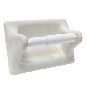 Bone Glossy Ceramic Recessed Toilet Paper Holder for Bathroom Tile Walls