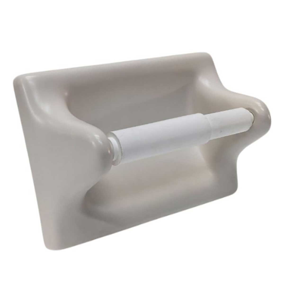 Biscuit Matte Ceramic Recessed Toilet Paper Holder for Bathroom Walls