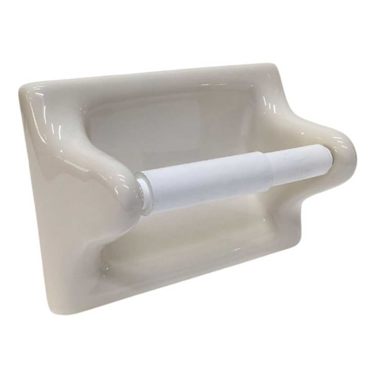 Biscuit Glossy Ceramic Built-In Toilet Paper Holder for Tiled Bathrooms