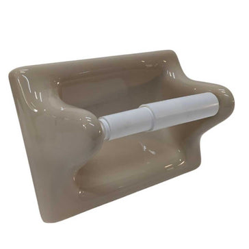 Parchment Glossy Ceramic Recessed Toilet Paper Holder for Tile Installation