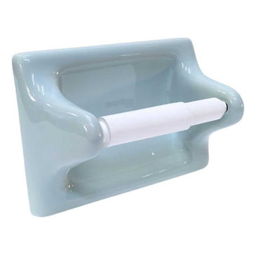 Teal Glossy Ceramic Recessed Toilet Paper Holder for Bathroom Tile