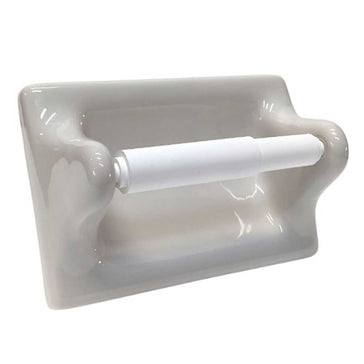 Light Gray Glossy Ceramic Recessed Toilet Paper Holder