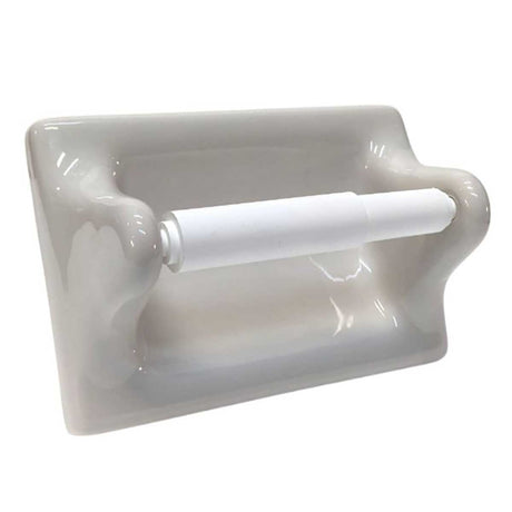 Light Gray Glossy Ceramic Recessed Toilet Paper Holder