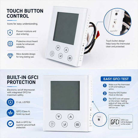 TTE-650G thermostat with floor temperature sensor
