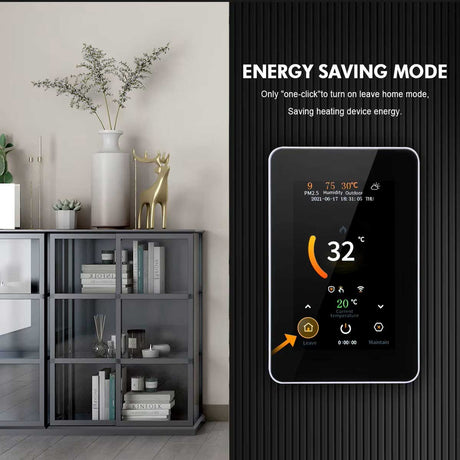 TTE-715W smart WiFi touchscreen thermostat, One clock  Energy saving mode