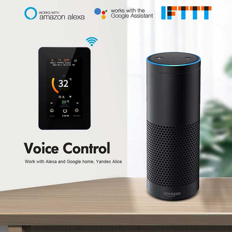TTE-715W smart WiFi touchscreen thermostat with Alexa and Google Home voice control