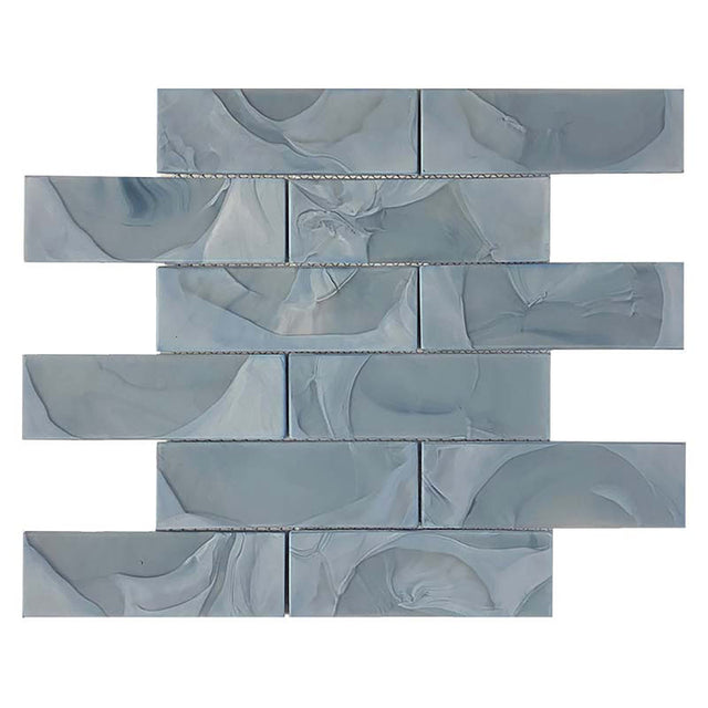 Artic Wave matte glass mosaic tile kitchen backsplash