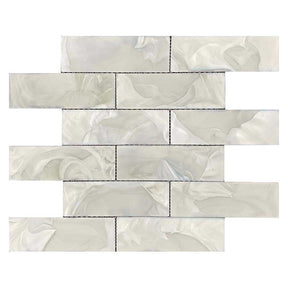 Ice Cap matte glass mosaic tile kitchen backsplash