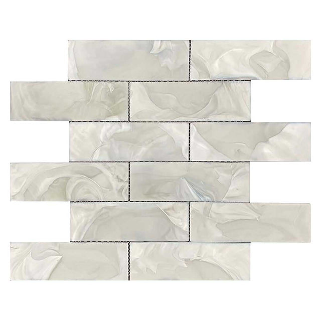 Ice Cap matte glass mosaic tile kitchen backsplash