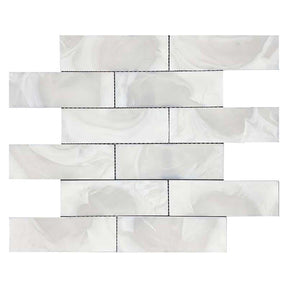 Snowbird matte glass mosaic tile kitchen backsplash