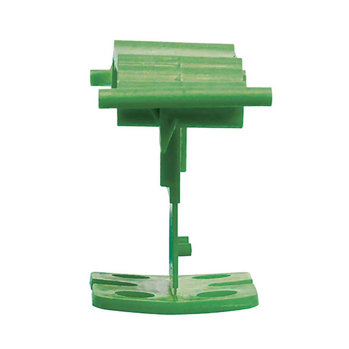 Green tile leveling clips with 1/8 grout spacing for floor tile