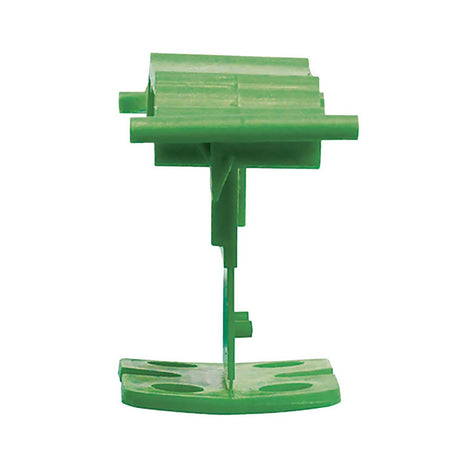 Green tile leveling clips with 1/8 grout spacing for floor tile