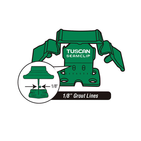 Tuscan TruSpace Green SeamClip for porcelain tile installations