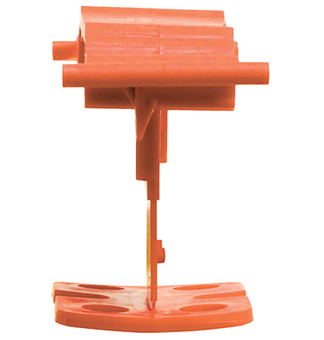 Orange tile leveling clips with 1/16 grout spacing for floor tile