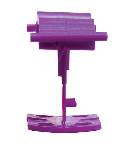 Purple tile leveling clips with 3/16 grout spacing for floor tile