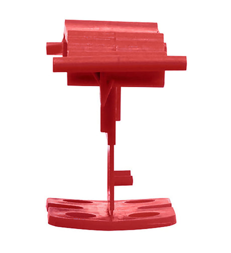 Red tile leveling clips with 1/32 grout spacing for floor tile