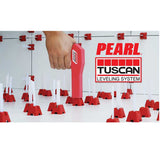 Large format porcelain tile installation using the Tuscan Tile Leveling System