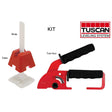 Tuscan Tile Leveling System kit with reusable caps, straps, and tool gun