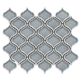 Blue crackle glass porcelain arabesque mosaic tile backsplash