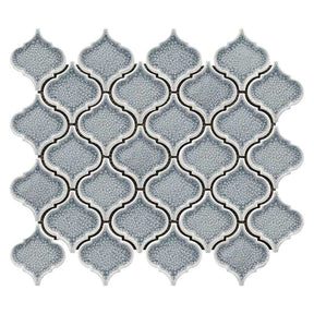 Blue crackle glass porcelain arabesque mosaic tile backsplash