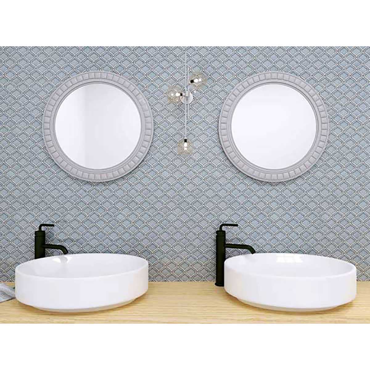 Polished porcelain and glass mosaic tile for bathroom walls