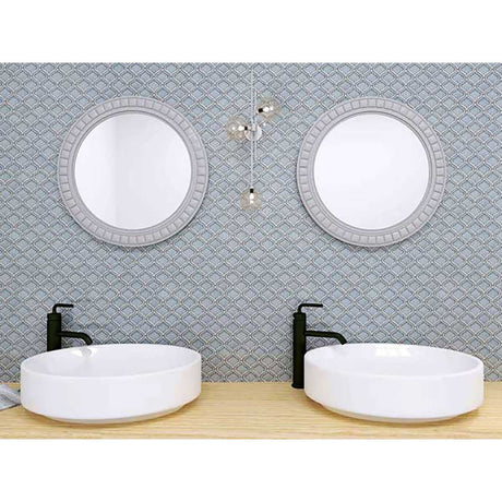 Polished porcelain and glass mosaic tile for bathroom walls