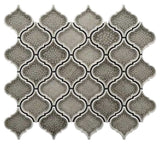 Cappuccino crackle glass porcelain arabesque mosaic tile backsplash