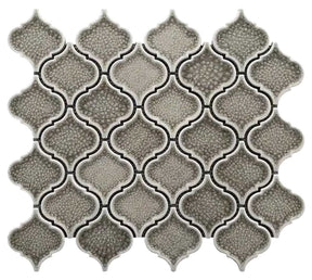 Cappuccino crackle glass porcelain arabesque mosaic tile backsplash