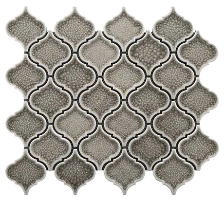 Cappuccino crackle glass porcelain arabesque mosaic tile backsplash