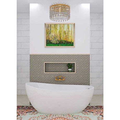 Crackle Glass Porcelain and Glass Arabesque - Cappuccino
