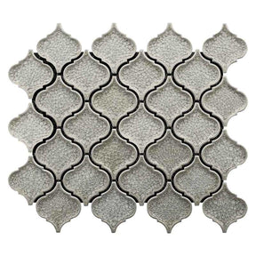 Nobel Gray crackle glass porcelain arabesque mosaic tile