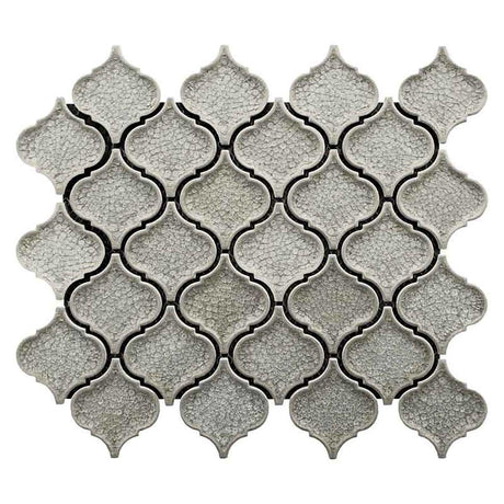 Nobel Gray crackle glass porcelain arabesque mosaic tile