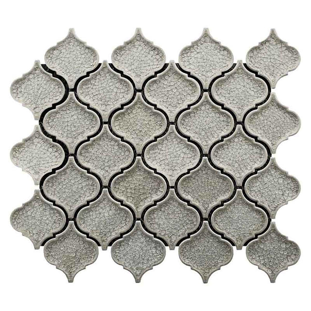 Nobel Gray crackle glass porcelain arabesque mosaic tile