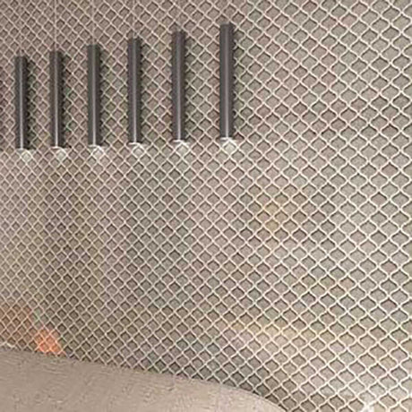 Polished porcelain and glass mosaic tile for shower walls
