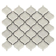 White Velvet crackle glass porcelain arabesque mosaic tile