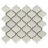 White Velvet crackle glass porcelain arabesque mosaic tile