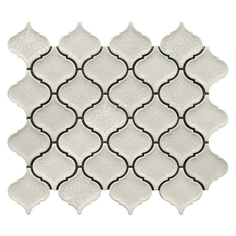 White Velvet crackle glass porcelain arabesque mosaic tile
