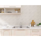 White arabesque glass mosaic tile for kitchen backsplash design