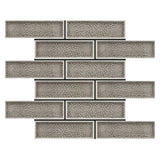 Cappuccino crackle glass porcelain interlock mosaic tile