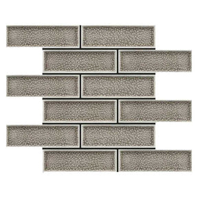 Cappuccino crackle glass porcelain interlock mosaic tile