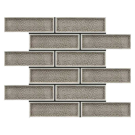 Cappuccino crackle glass porcelain interlock mosaic tile