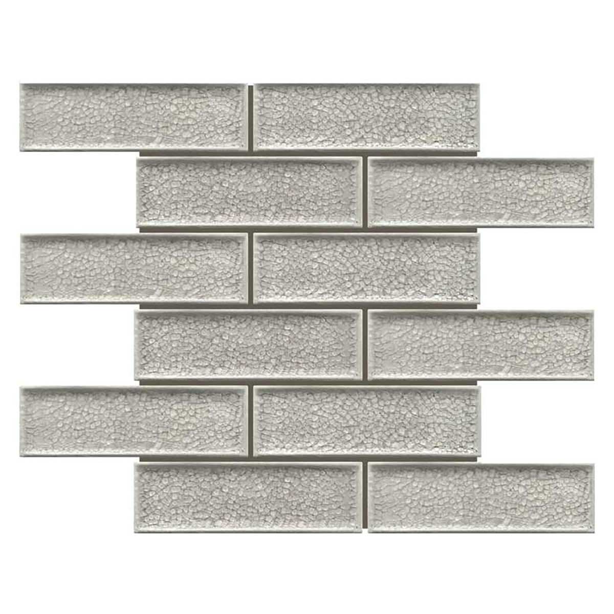 Noble Gray crackle glass porcelain interlock mosaic tile