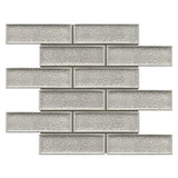 Noble Gray crackle glass porcelain interlock mosaic tile