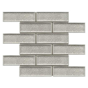 Noble Gray crackle glass porcelain interlock mosaic tile