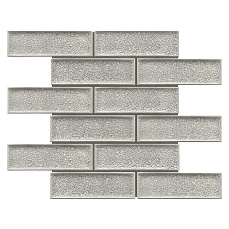 Noble Gray crackle glass porcelain interlock mosaic tile