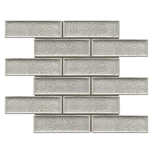 Noble Gray crackle glass porcelain interlock mosaic tile